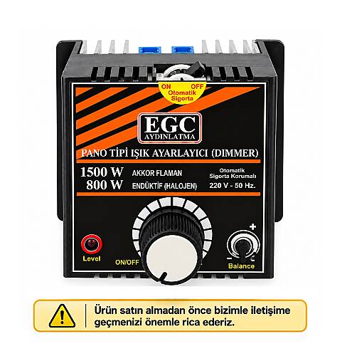 1500W Akkor Flm.(800W Halojen-Endüktif) Monofaze Pano Tipi Işık Ayarlayıcı Dimmer - 2