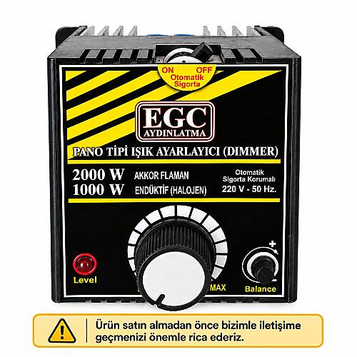 2000W Akkor Flm.(1000W Halojen-Endüktif) Monofaze Pano Tipi Işık Ayarlayıcı Dimmer - 2