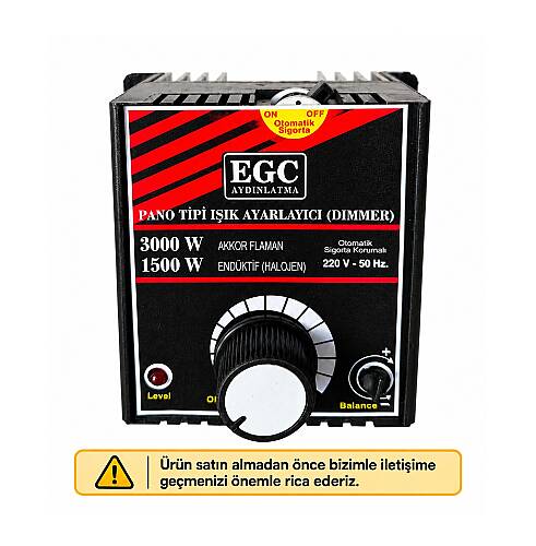 3000W Akkor Flm.(1500W Halojen-Endüktif) Monofaze Pano Tipi Işık Ayarlayıcı Dimmer - 2