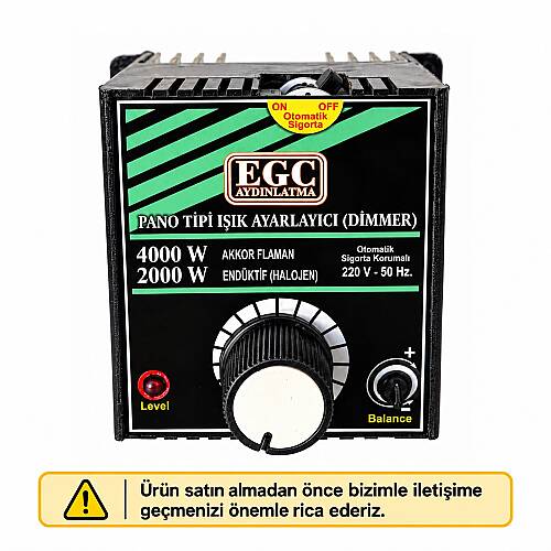 4000W Akkor Flm.(2000W Halojen-Endüktif) Monofaze Pano Tipi Işık Ayarlayıcı Dimmer - 2