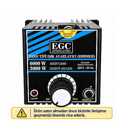 6000W Akkor Flm.(3000W Halojen-Endüktif) Monofaze Pano Tipi Işık Ayarlayıcı Dimmer - 2