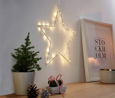 Dekoratif Pilli Ledli Metal Yıldız Led IşıkYılbaşı Süs Aydınlatma - 3