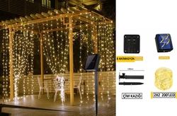 Güneş Enerjili 2x2 mt Perde Led Solarlı Peri Tel Led - 2