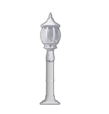 Sekizgen Plastik Direkli Bahçe Armatürü - Bahçe Lambası Beyaz - 2