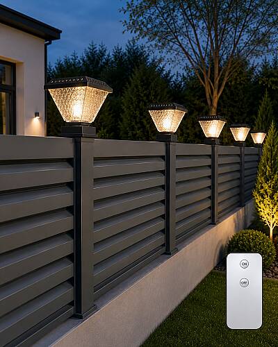 Solar PANJUR Çitler için Kare Tabanlı 30 Watt Güneş Enerjili Bahçe Aydınlatma GÜNIŞIĞI 6X6CM (KUMANDALI) - 1